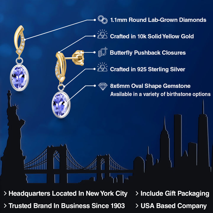 Earrings in 925 Sterling Silver and 10K Yellow Gold