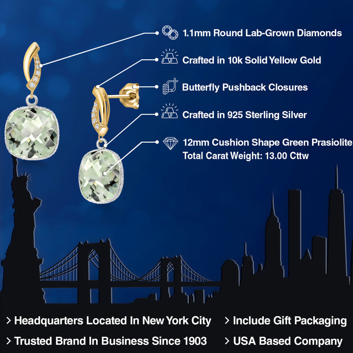 Earrings in 925 Sterling Silver and 10K Yellow Gold