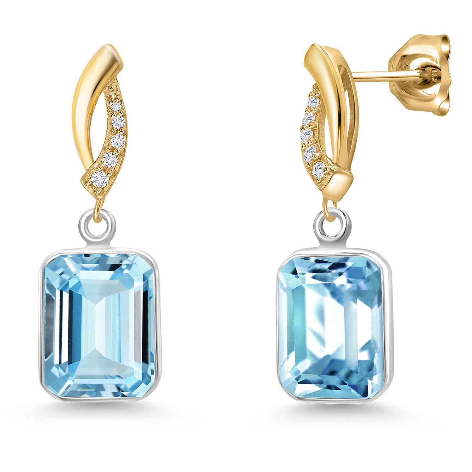 Earrings in 925 Sterling Silver and 10K Yellow Gold