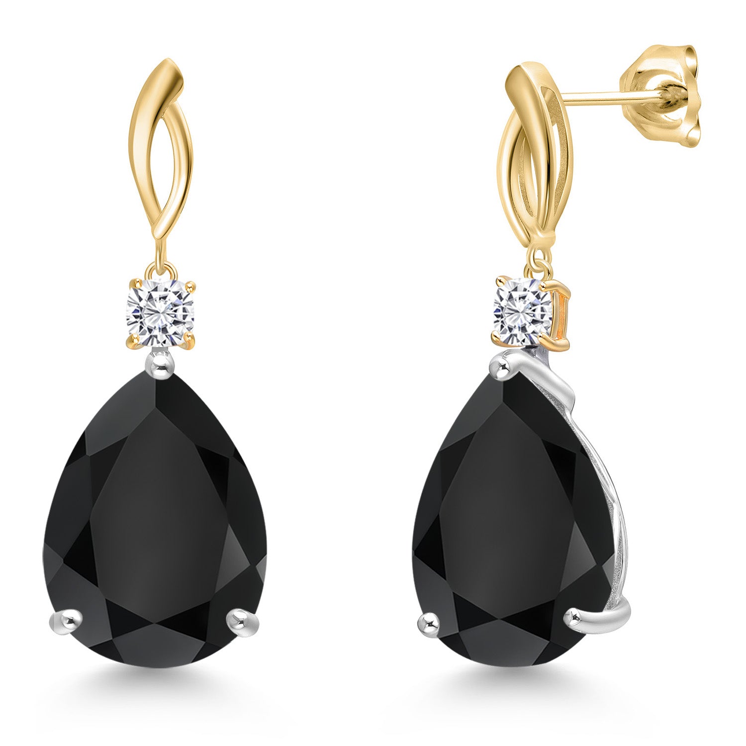 Earrings in 925 Sterling Silver and 10K Yellow Gold