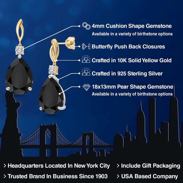 Earrings in 925 Sterling Silver and 10K Yellow Gold
