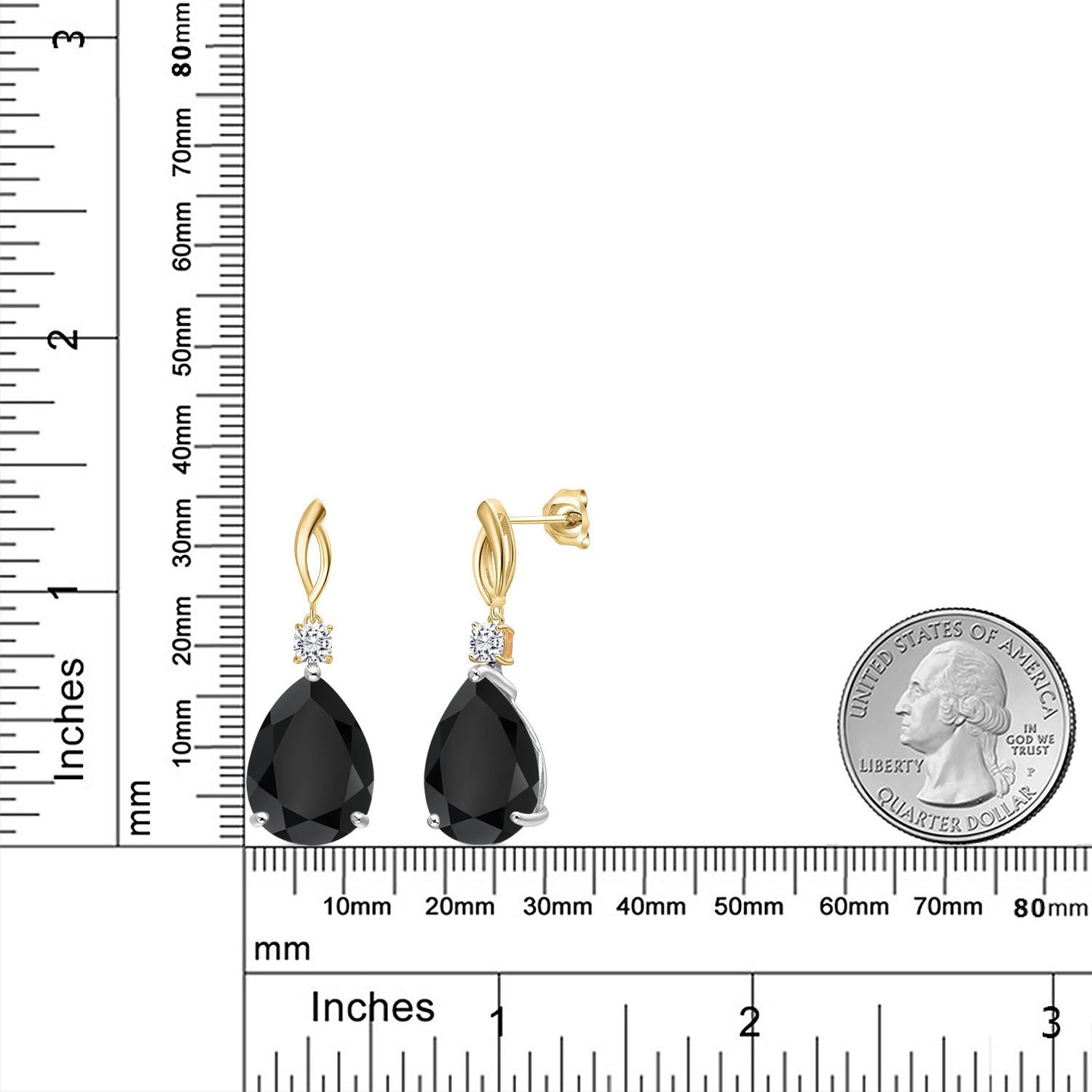 Earrings in 925 Sterling Silver and 10K Yellow Gold