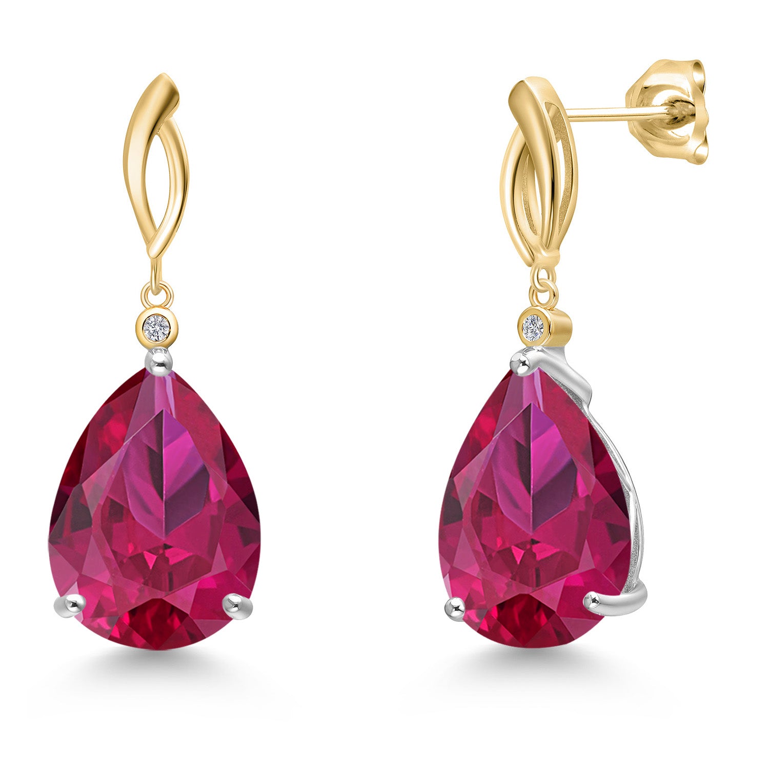 Earrings in 925 Sterling Silver and 10K Yellow Gold