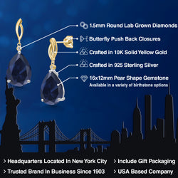 Earrings in 925 Sterling Silver and 10K Yellow Gold