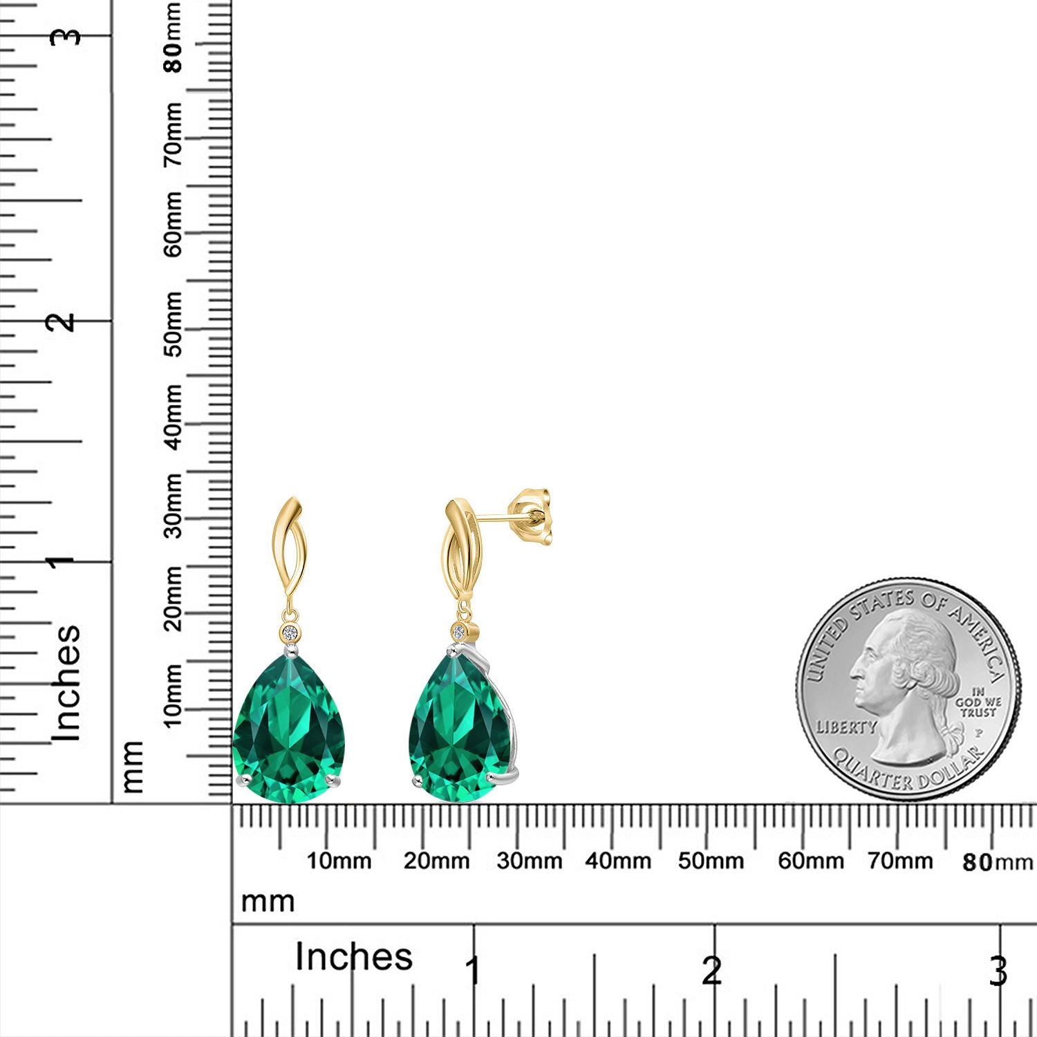 Earrings in 925 Sterling Silver and 10K Yellow Gold