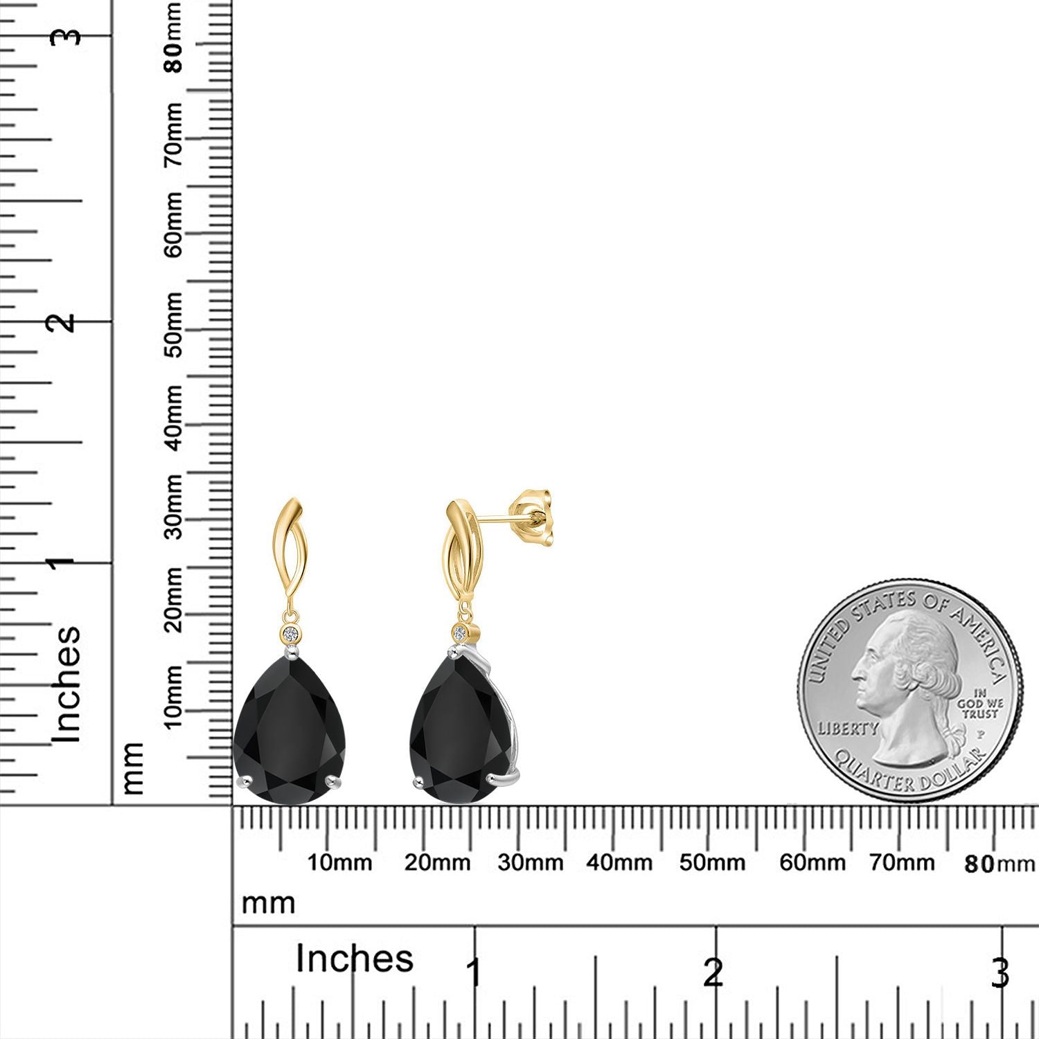 Earrings in 925 Sterling Silver and 10K Yellow Gold
