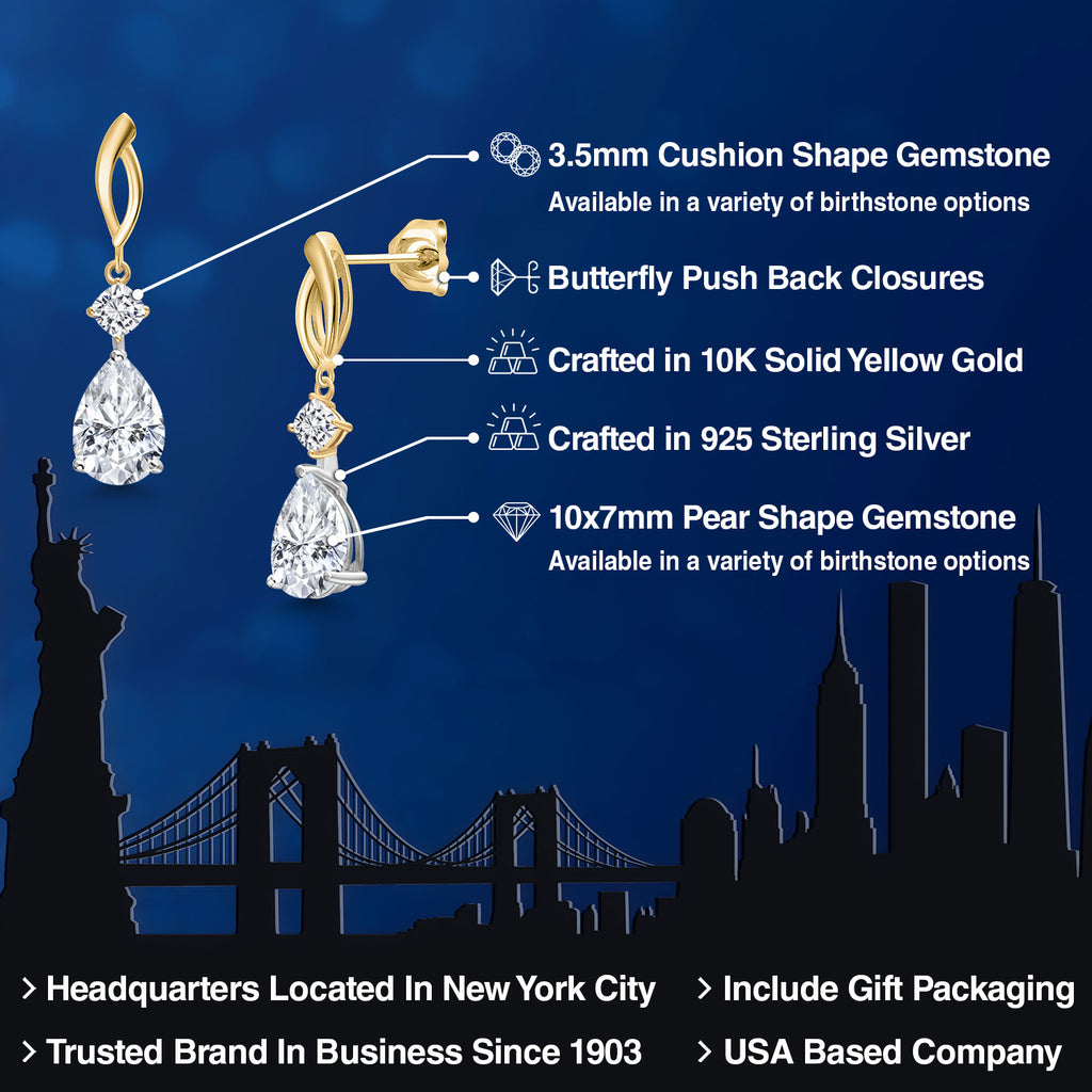 Earrings in 925 Sterling Silver and 10K Yellow Gold