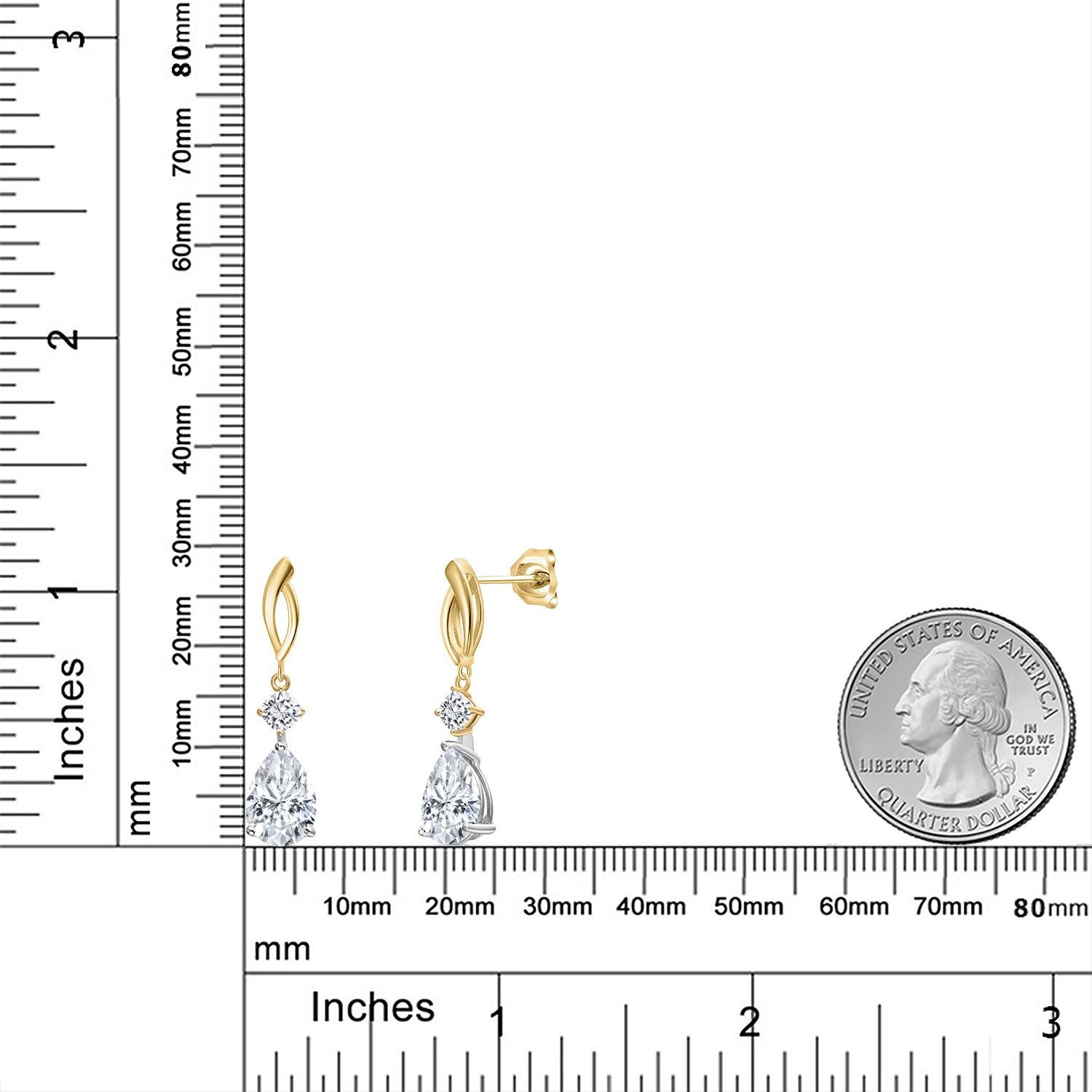 Earrings in 925 Sterling Silver and 10K Yellow Gold