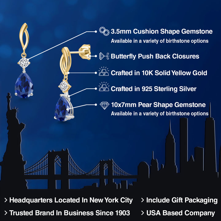 Earrings in 925 Sterling Silver and 10K Yellow Gold