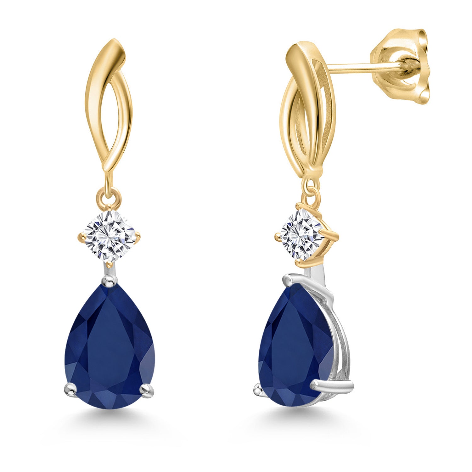 Earrings in 925 Sterling Silver and 10K Yellow Gold