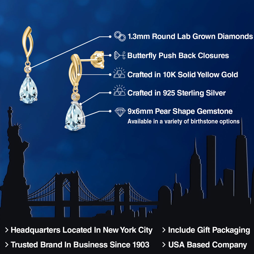 Earrings in 925 Sterling Silver and 10K Yellow Gold