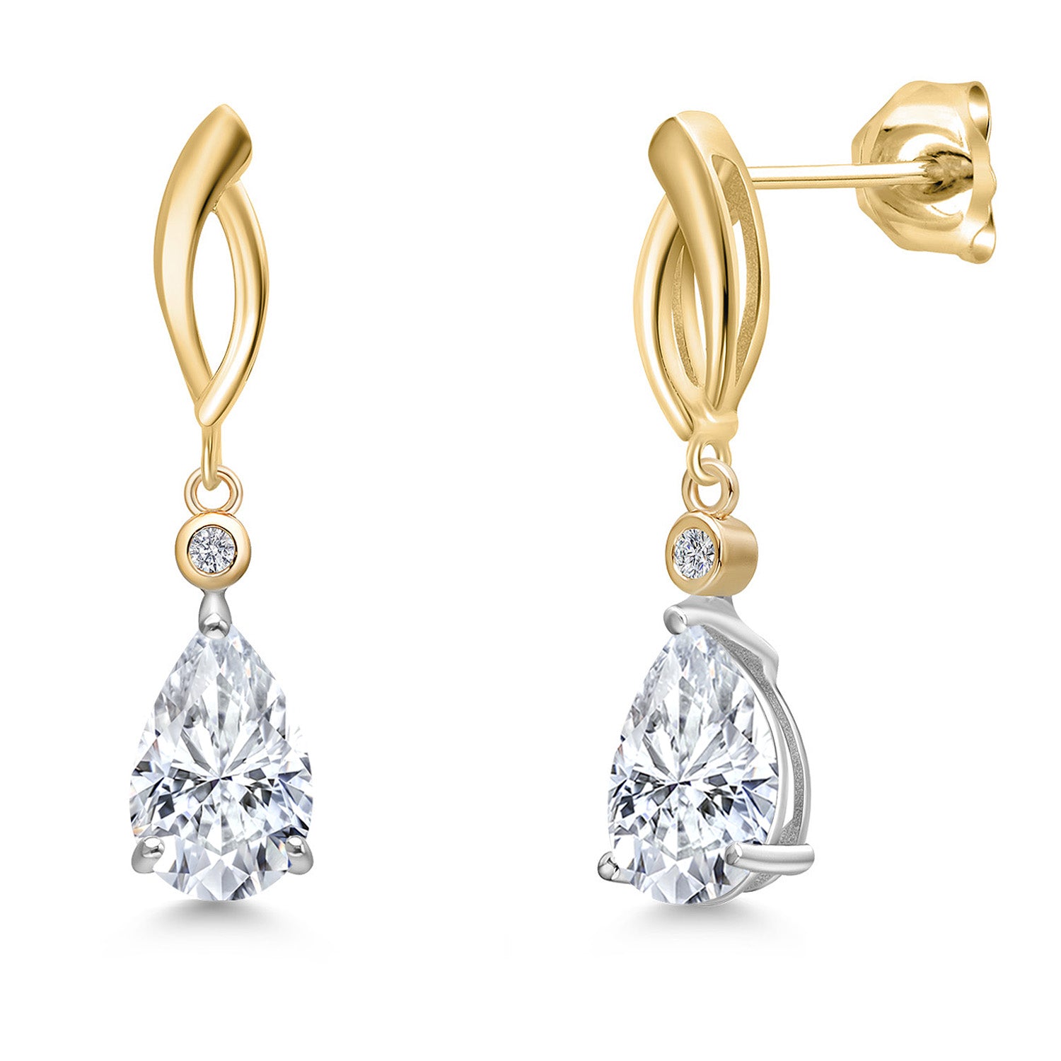 Earrings in 925 Sterling Silver and 10K Yellow Gold