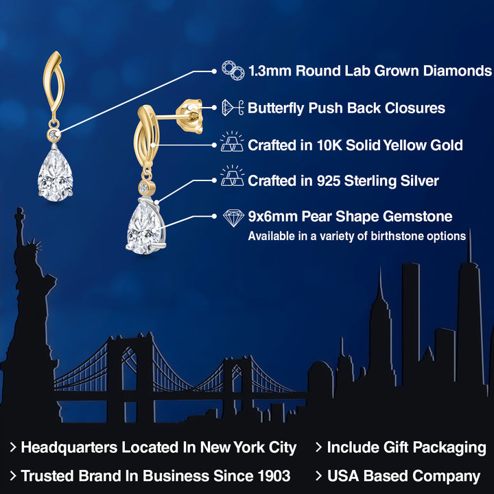 Earrings in 925 Sterling Silver and 10K Yellow Gold