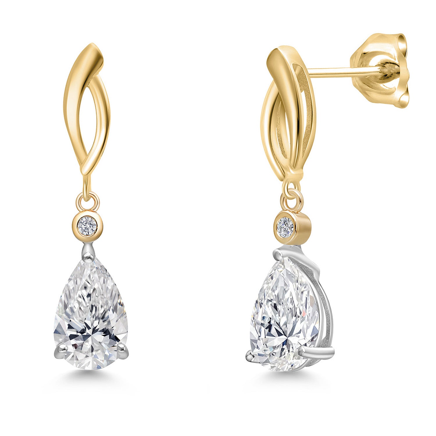 Earrings in 925 Sterling Silver and 10K Yellow Gold