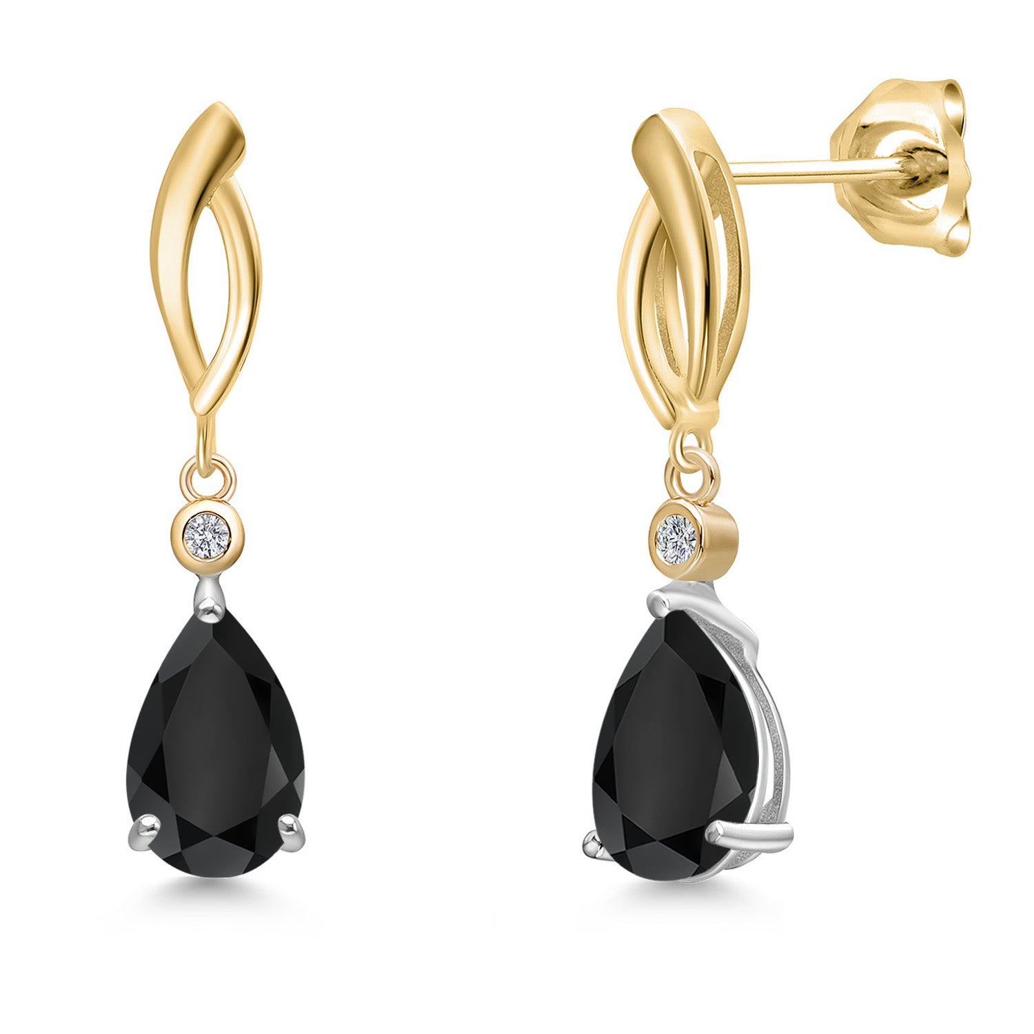 Earrings in 925 Sterling Silver and 10K Yellow Gold