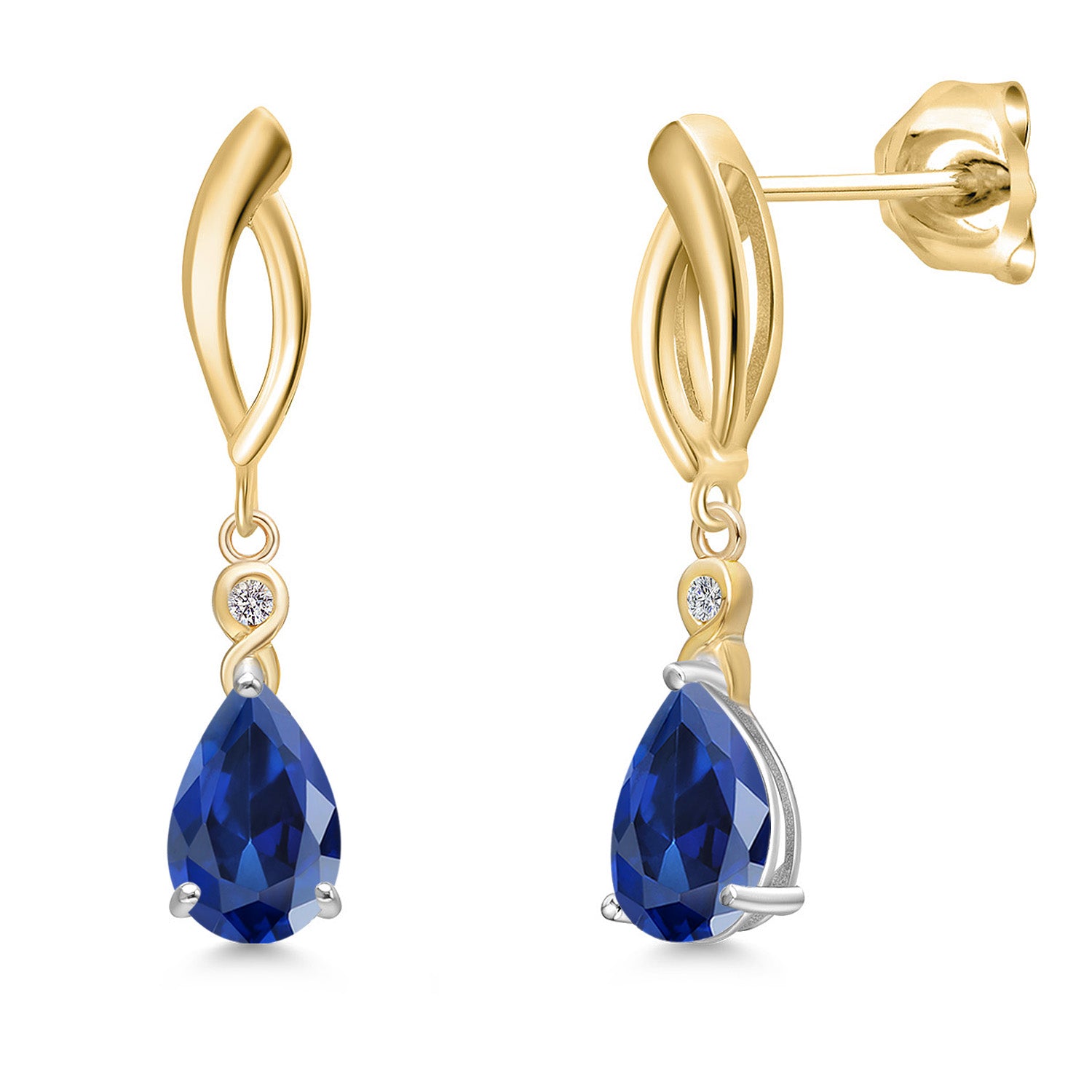 Earrings in 925 Sterling Silver and 10K Yellow Gold