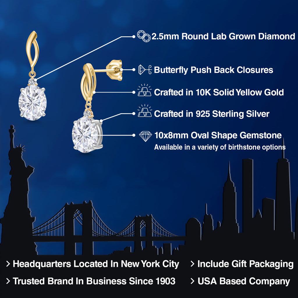 Earrings in 925 Sterling Silver and 10K Yellow Gold