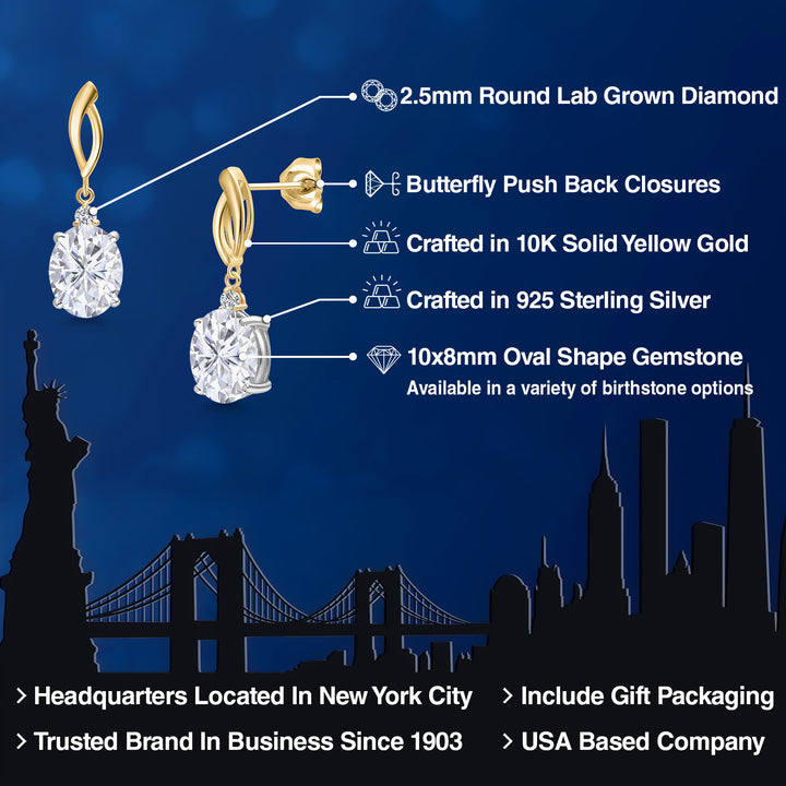Earrings in 925 Sterling Silver and 10K Yellow Gold