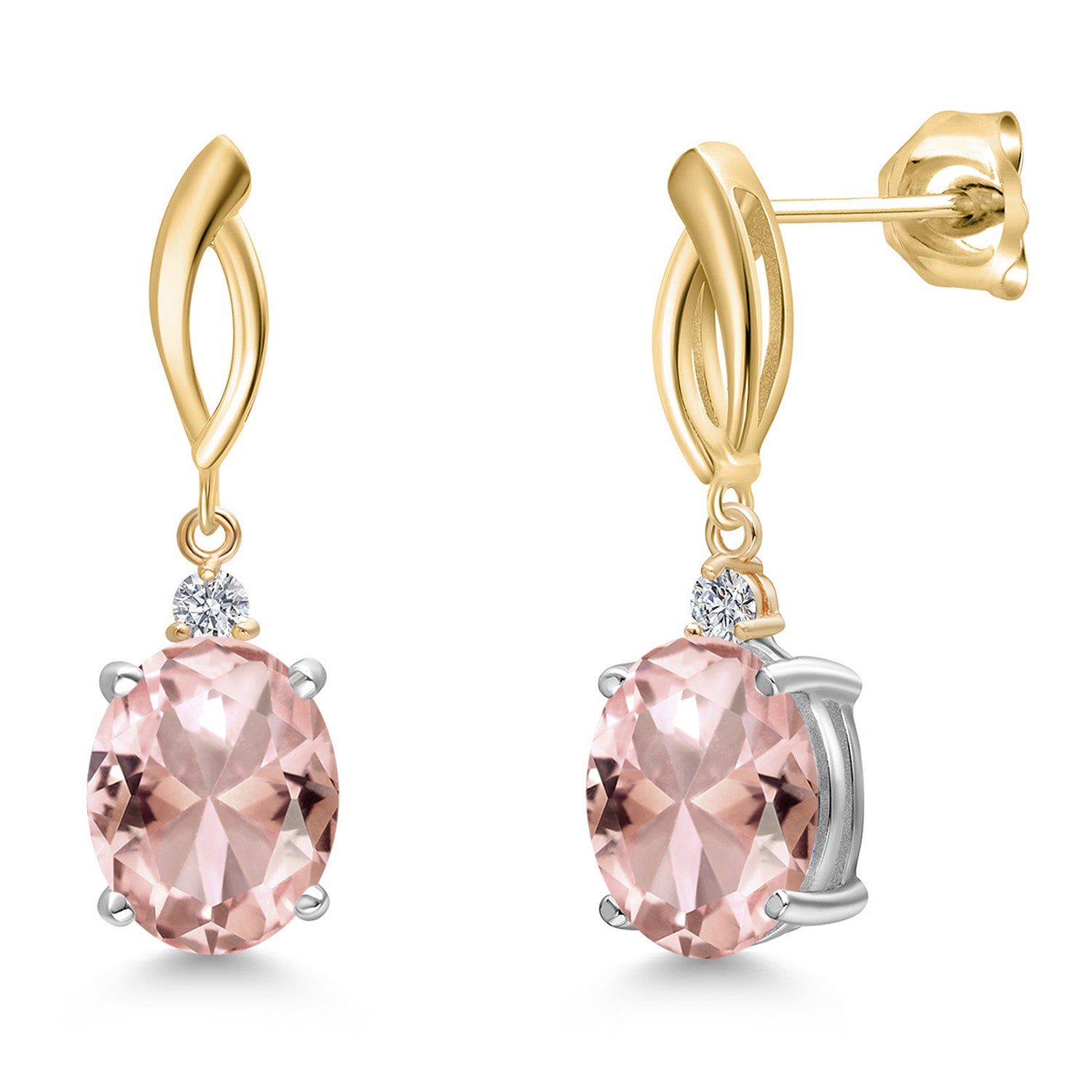 Earrings in 925 Sterling Silver and 10K Yellow Gold