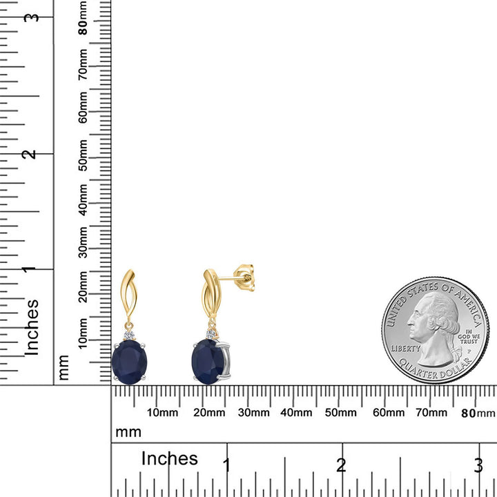 Earrings in 925 Sterling Silver and 10K Yellow Gold