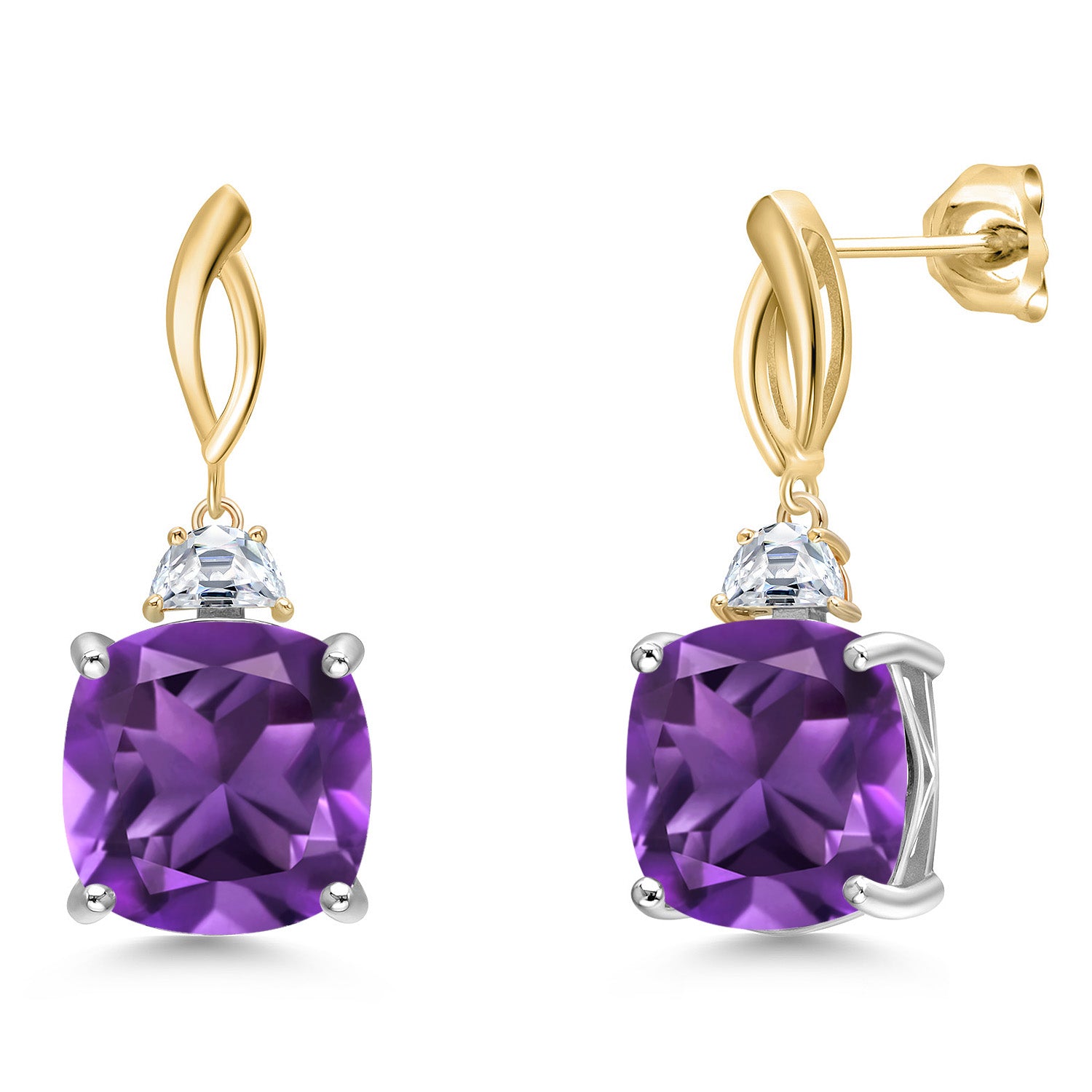 Earrings in 925 Sterling Silver and 10K Yellow Gold