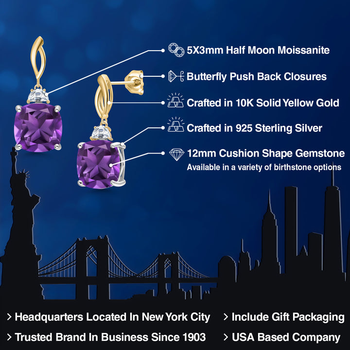 Earrings in 925 Sterling Silver and 10K Yellow Gold