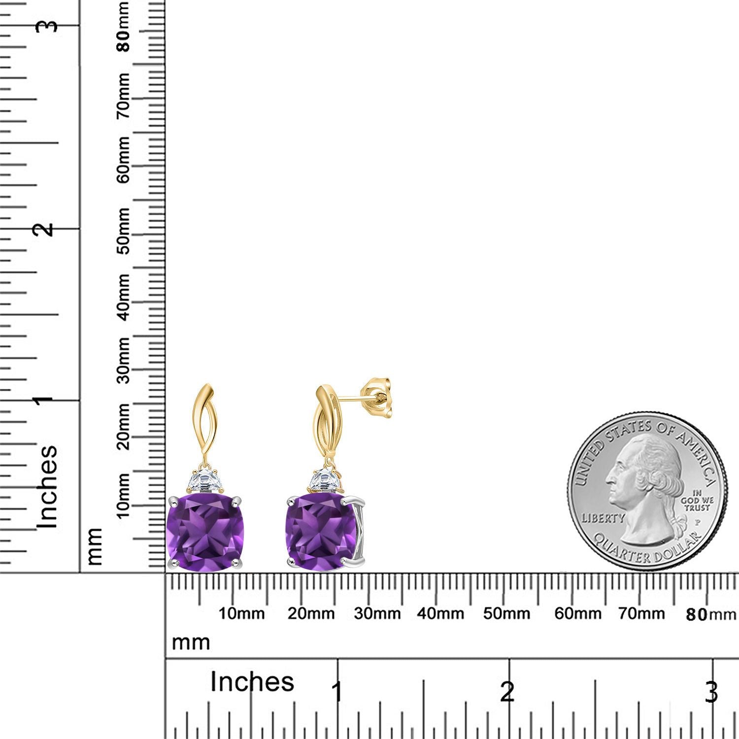 Earrings in 925 Sterling Silver and 10K Yellow Gold