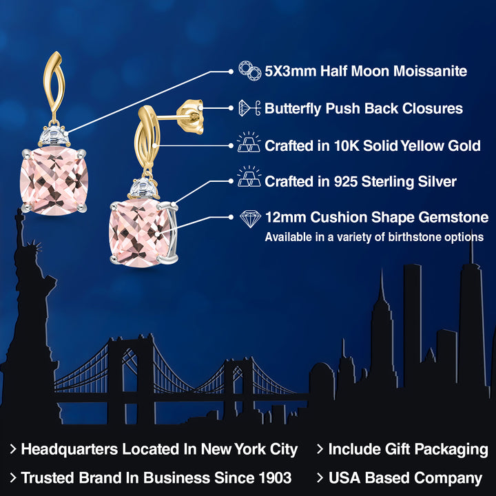 Earrings in 925 Sterling Silver and 10K Yellow Gold