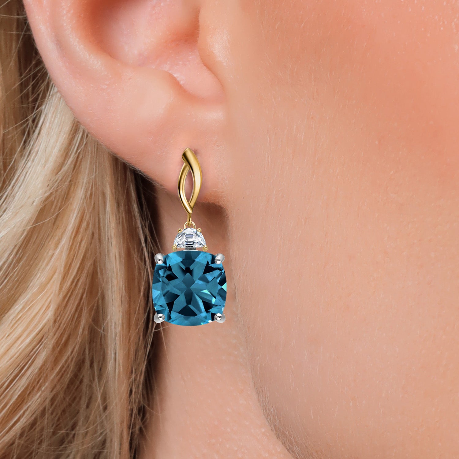 Earrings in 925 Sterling Silver and 10K Yellow Gold