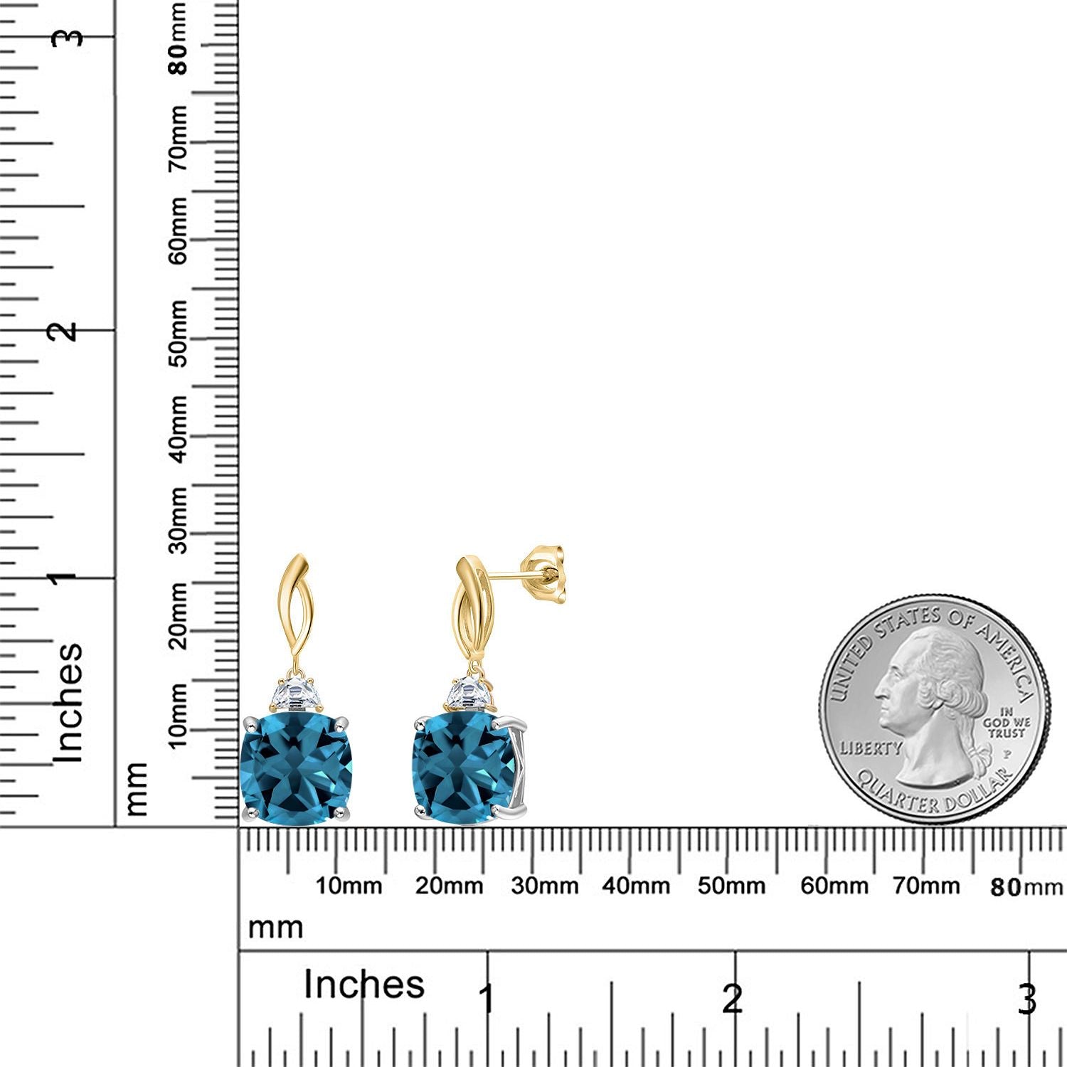 Earrings in 925 Sterling Silver and 10K Yellow Gold