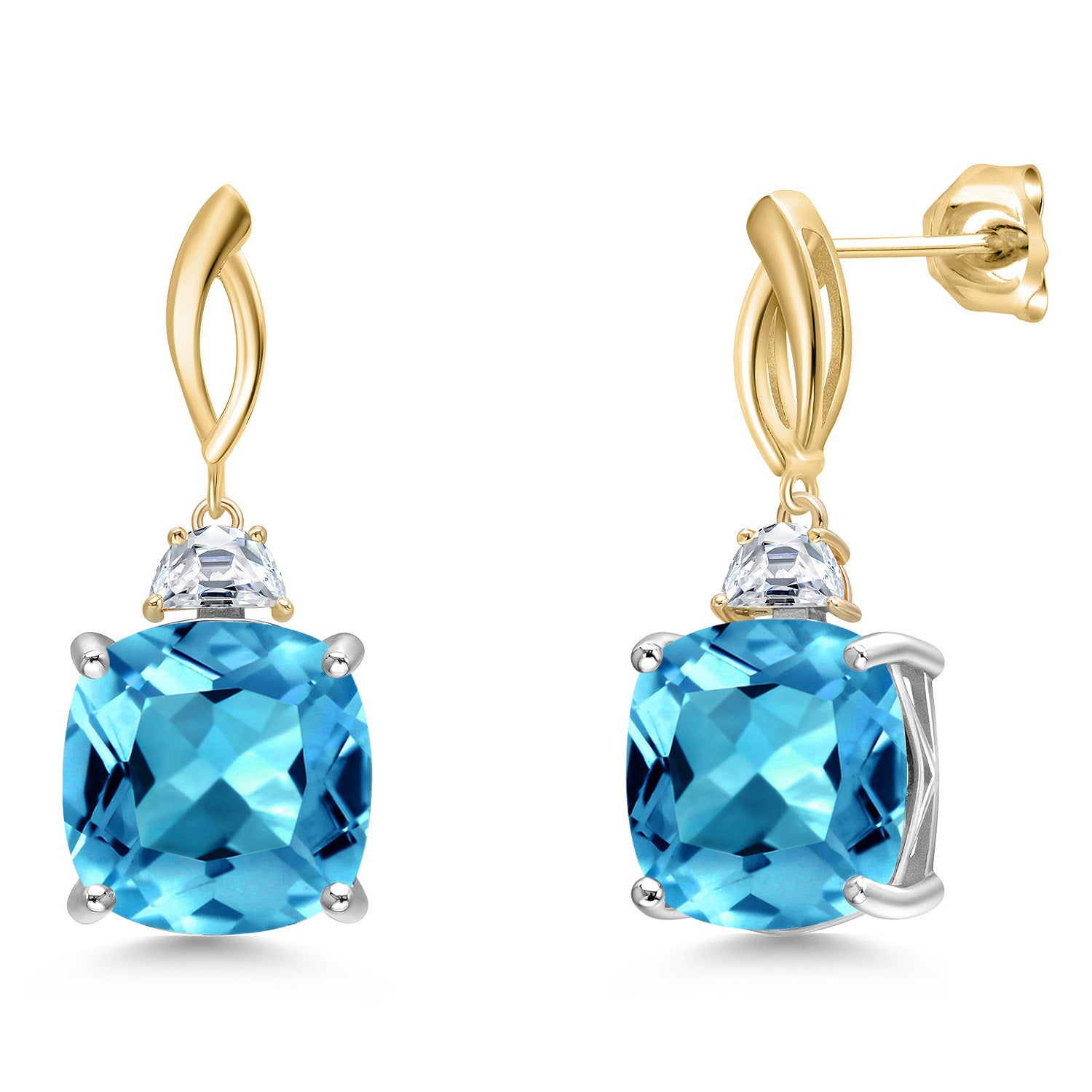 Earrings in 925 Sterling Silver and 10K Yellow Gold