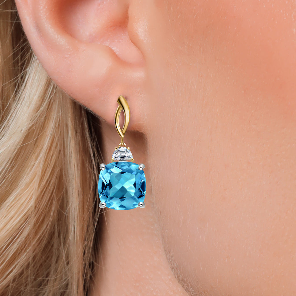 Earrings in 925 Sterling Silver and 10K Yellow Gold