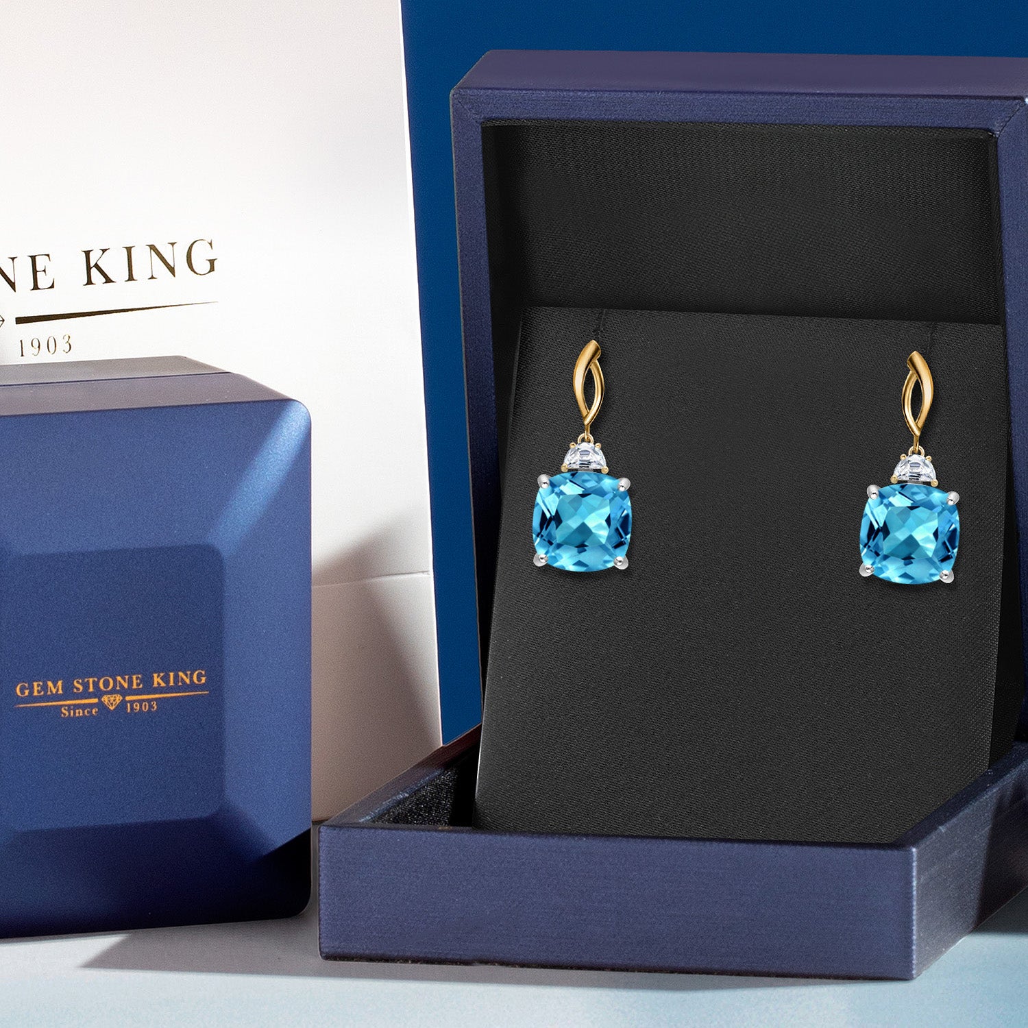Earrings in 925 Sterling Silver and 10K Yellow Gold