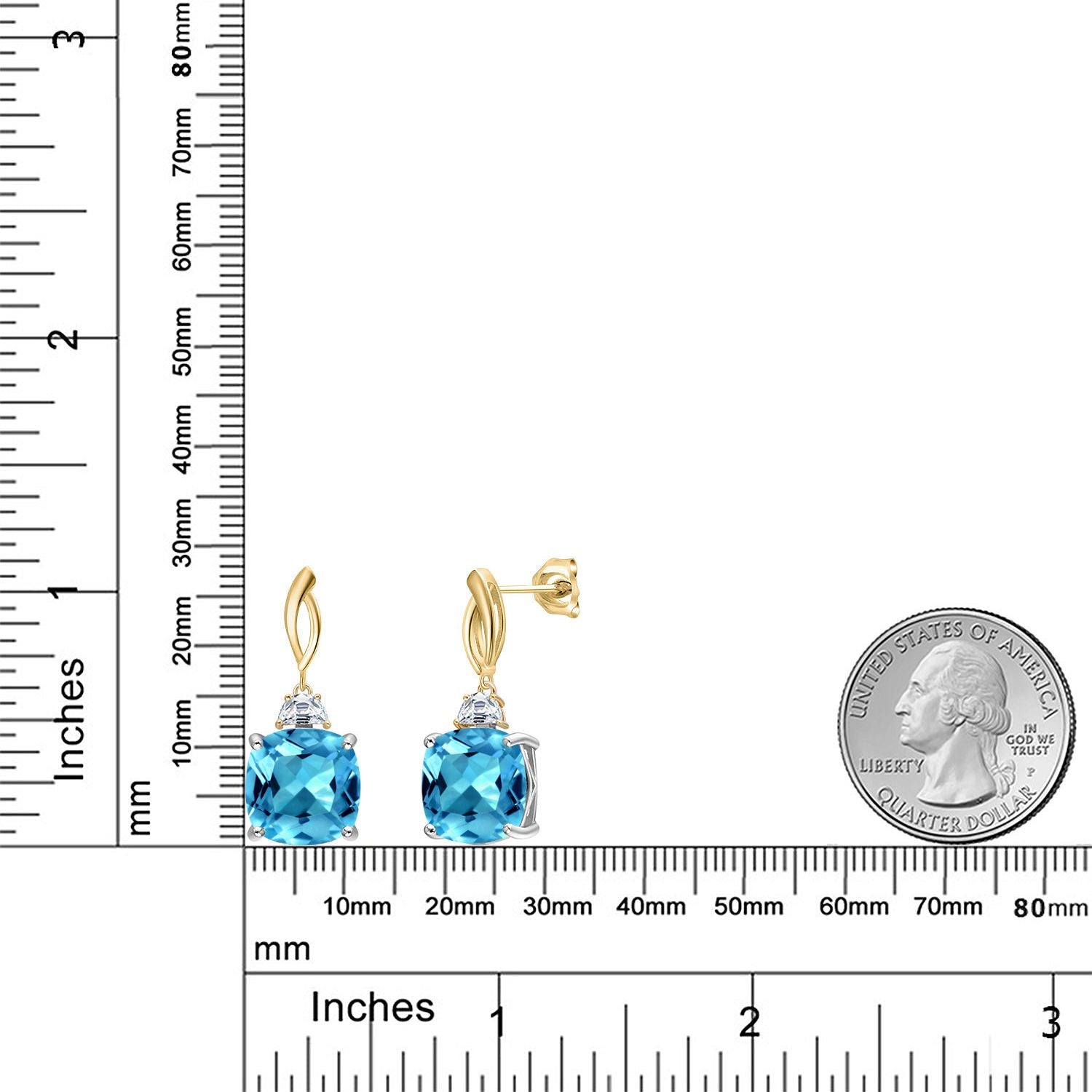 Earrings in 925 Sterling Silver and 10K Yellow Gold