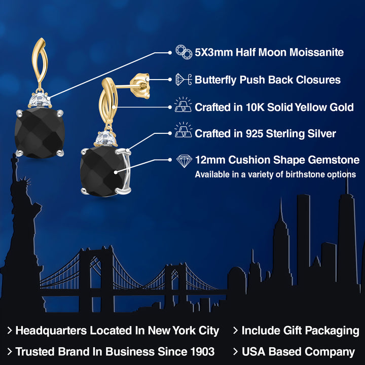 Earrings in 925 Sterling Silver and 10K Yellow Gold