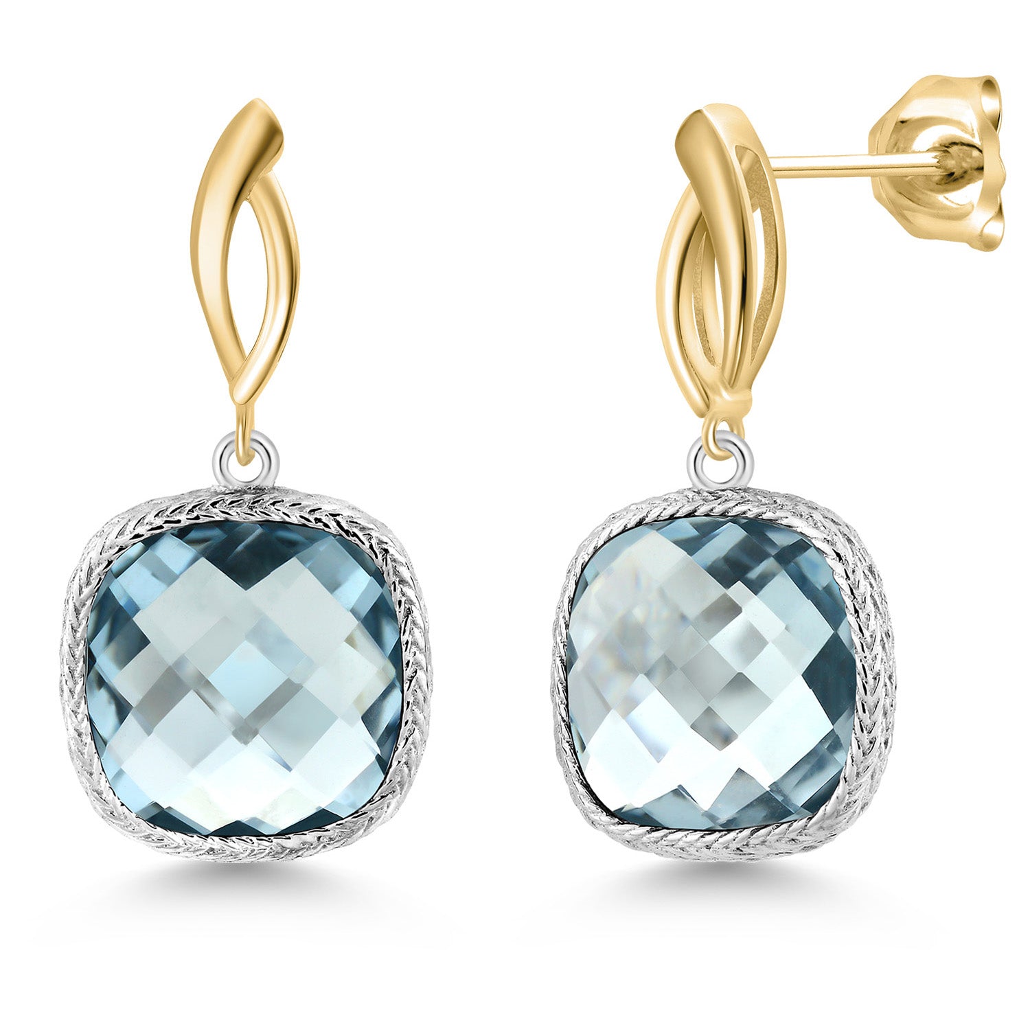 Earrings in 925 Sterling Silver and 10K Yellow Gold