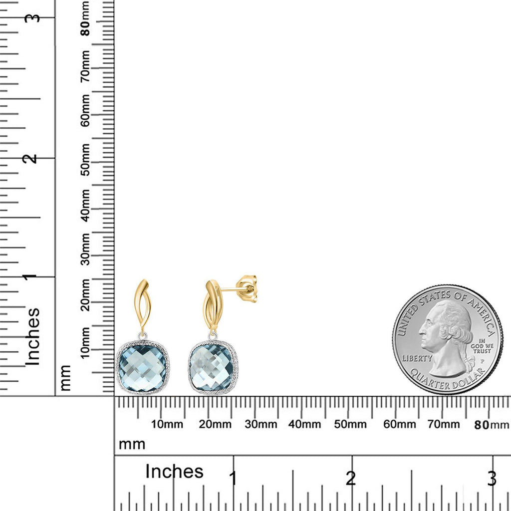 Earrings in 925 Sterling Silver and 10K Yellow Gold