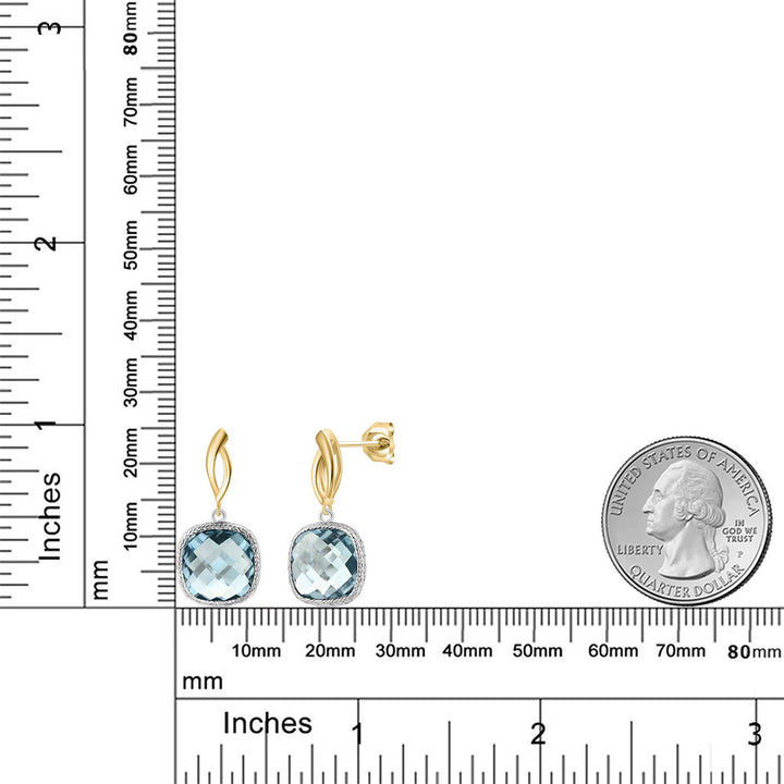 Earrings in 925 Sterling Silver and 10K Yellow Gold