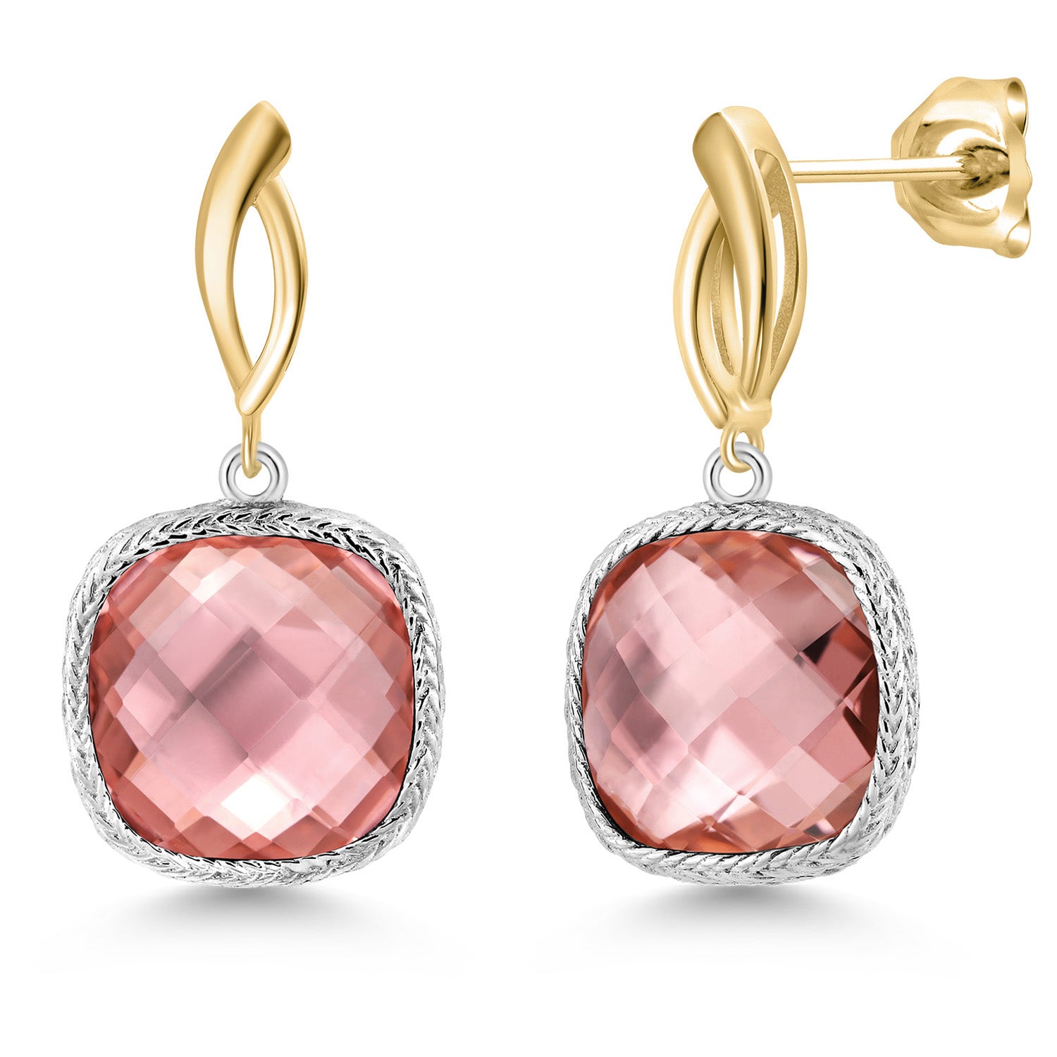 Earrings in 925 Sterling Silver and 10K Yellow Gold