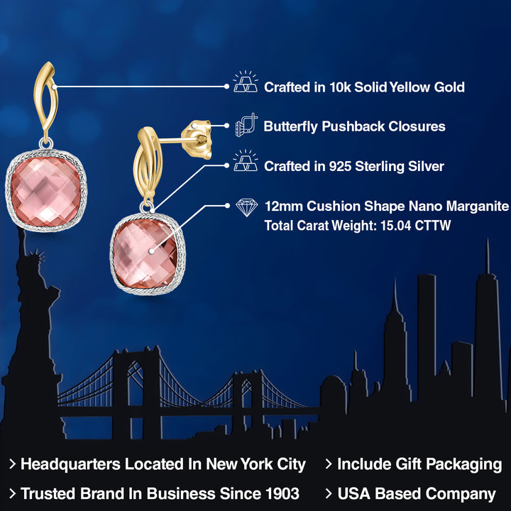Earrings in 925 Sterling Silver and 10K Yellow Gold