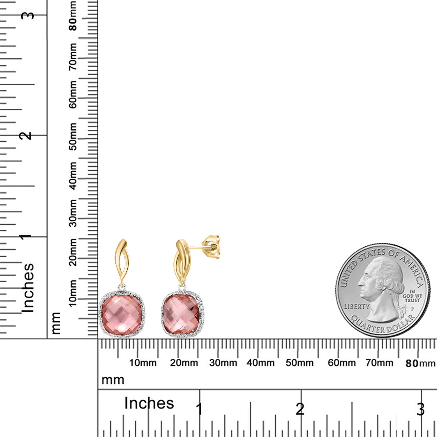 Earrings in 925 Sterling Silver and 10K Yellow Gold