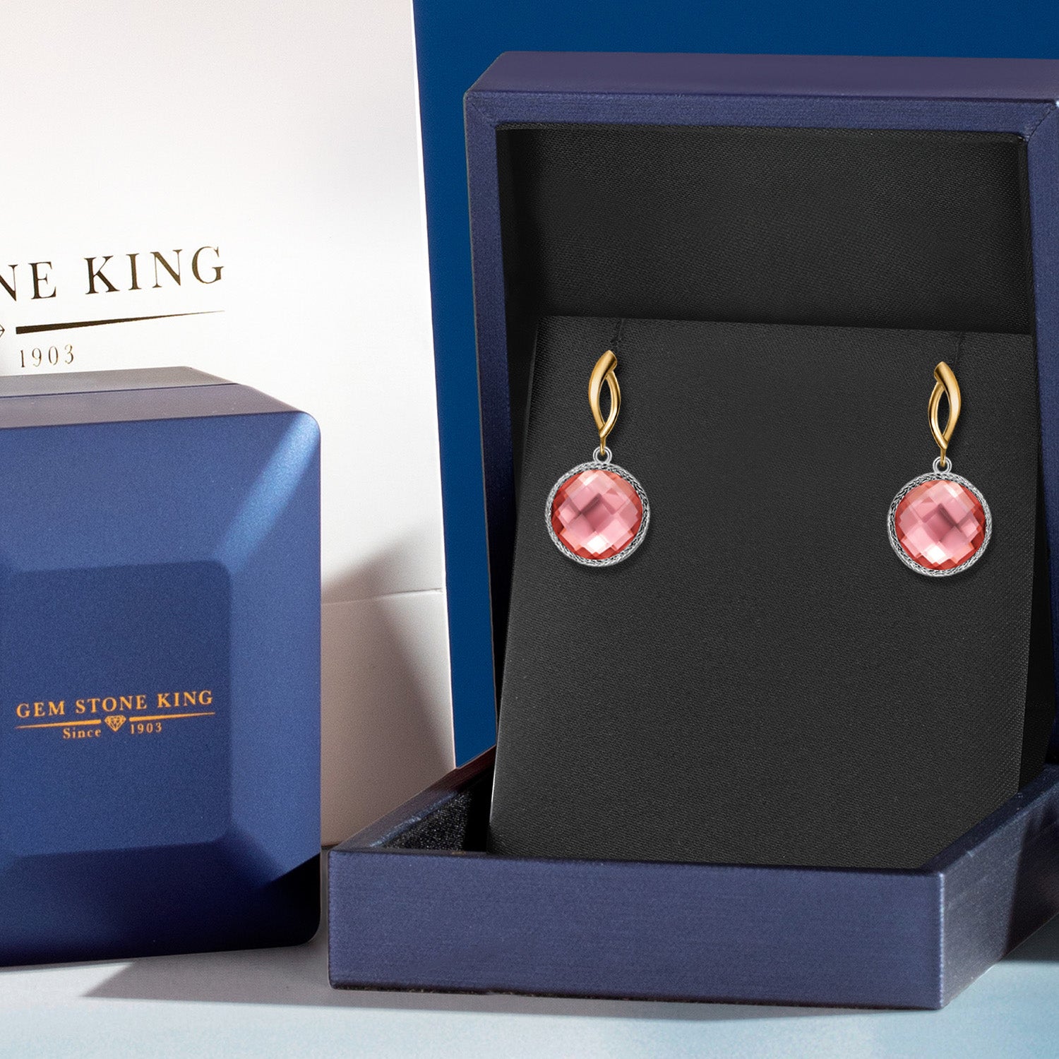 Earrings in 925 Sterling Silver and 10K Yellow Gold