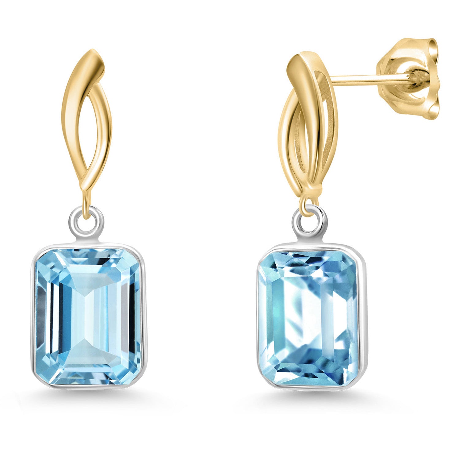 Earrings in 925 Sterling Silver and 10K Yellow Gold