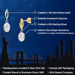 Earrings in 925 Sterling Silver and 10K Yellow Gold