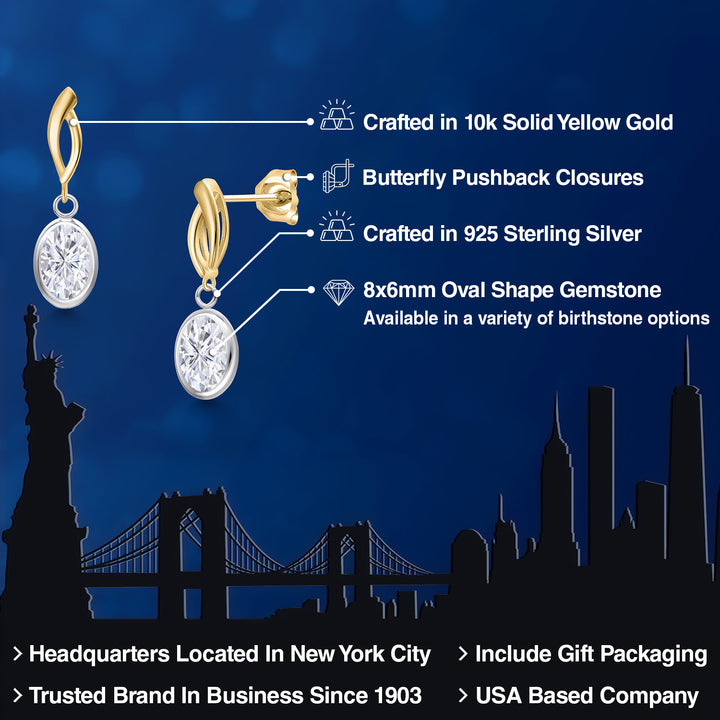 Earrings in 925 Sterling Silver and 10K Yellow Gold