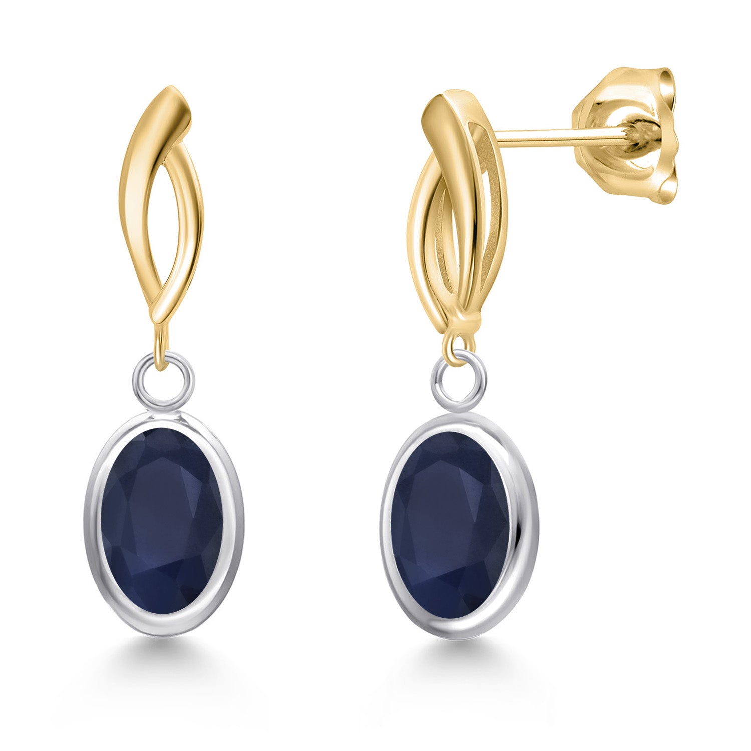 Earrings in 925 Sterling Silver and 10K Yellow Gold