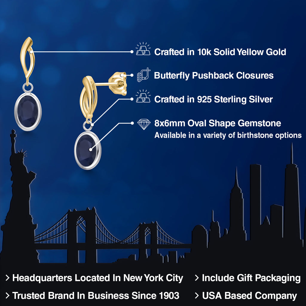 Earrings in 925 Sterling Silver and 10K Yellow Gold