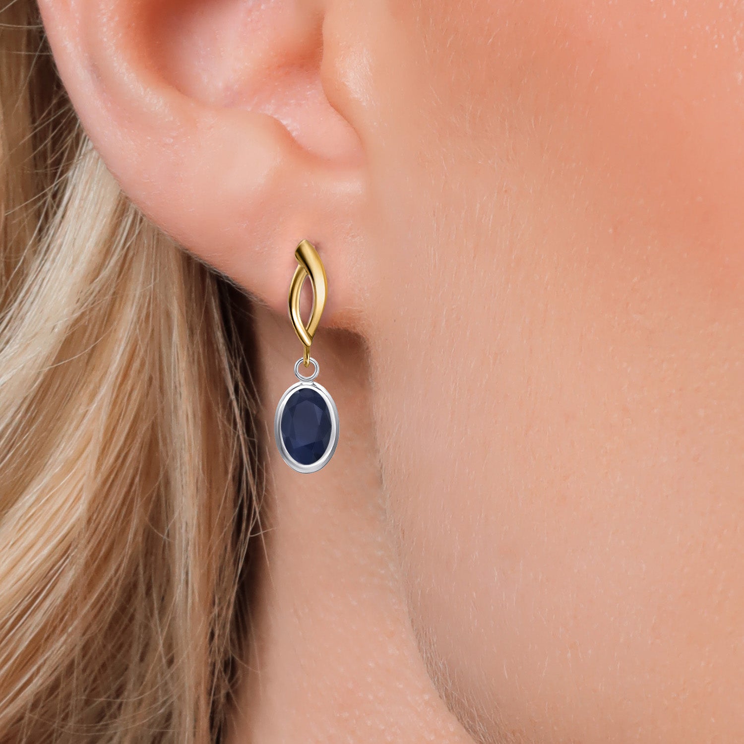Earrings in 925 Sterling Silver and 10K Yellow Gold