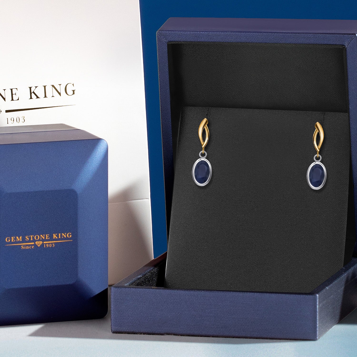Earrings in 925 Sterling Silver and 10K Yellow Gold