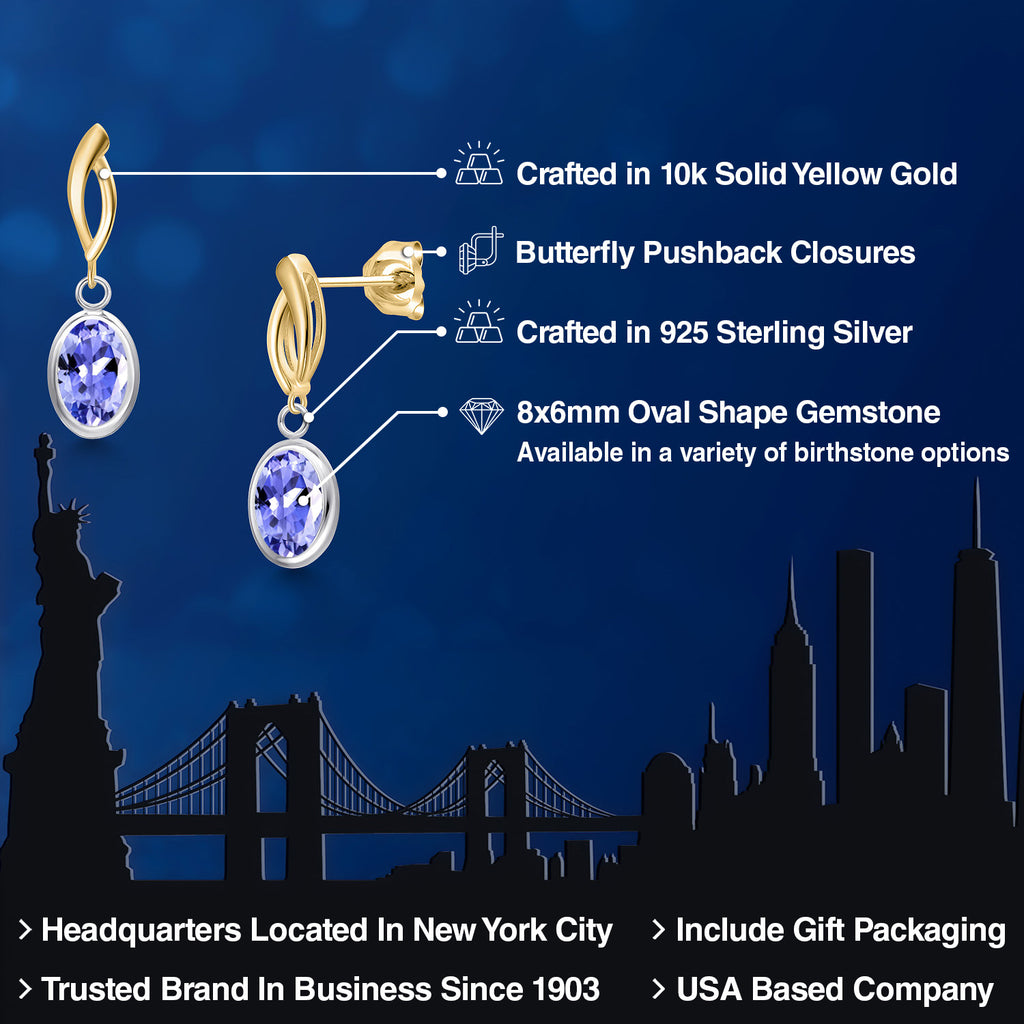 Earrings in 925 Sterling Silver and 10K Yellow Gold